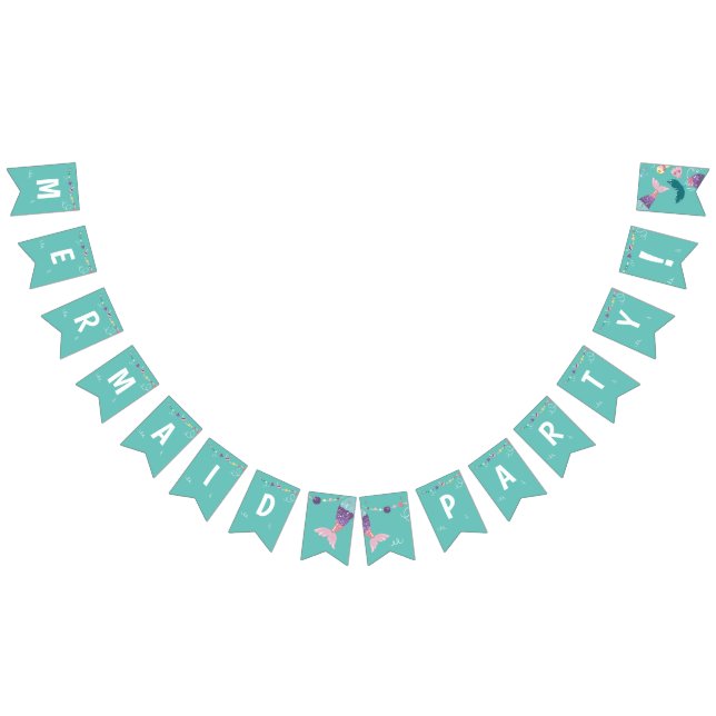 Mermaid Under The Sea Party Colorful Seashells Bunting Flags (All)