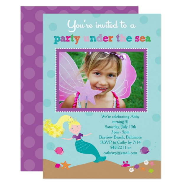 Mermaid Under The Sea Party Invitation