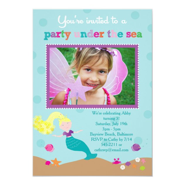 Mermaid Under The Sea Party Invitation
