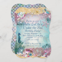 Mermaid Under the Sea Party Invitations