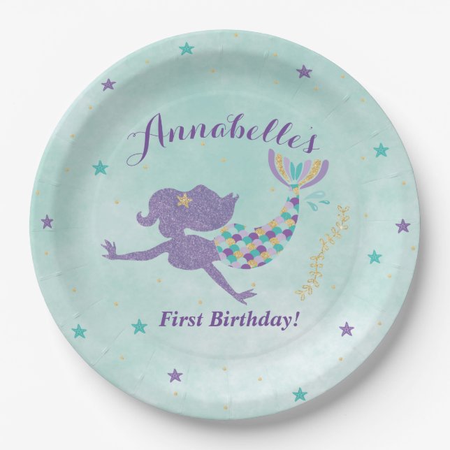 Mermaid Under The Sea Party Paper Plates (Front)