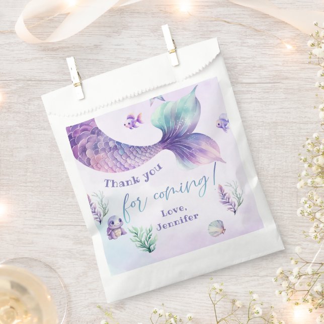 Mermaid Under the sea party thank you Favor Bag (Clipped)