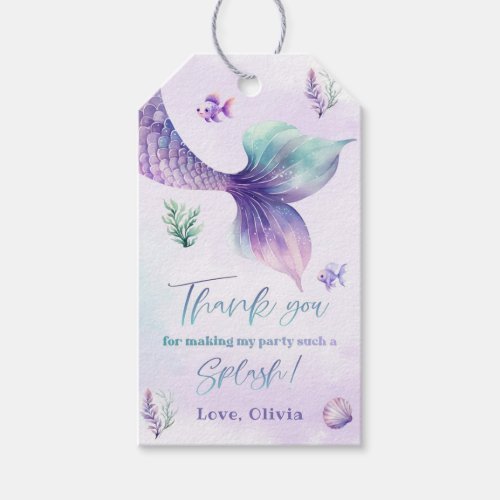 Mermaid Under the Sea party Thank you Gift Tags