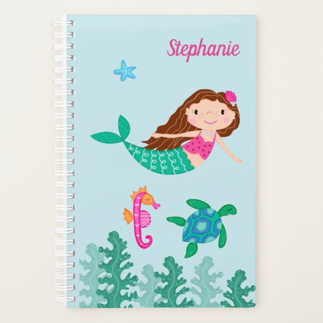 Mermaid Under The Sea Personalized Blue Planner (Front)