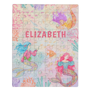 Mermaid Under The Sea Personalized Kids Name Jigsaw Puzzle