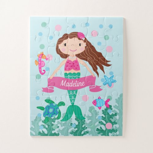 Mermaid Under The Sea Personalized Name Jigsaw Puzzle