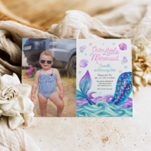 Mermaid Under the Sea Photo Birthday Invitation