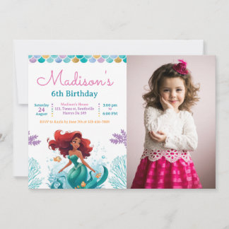 Mermaid Under the Sea Photo Birthday Party Invitation