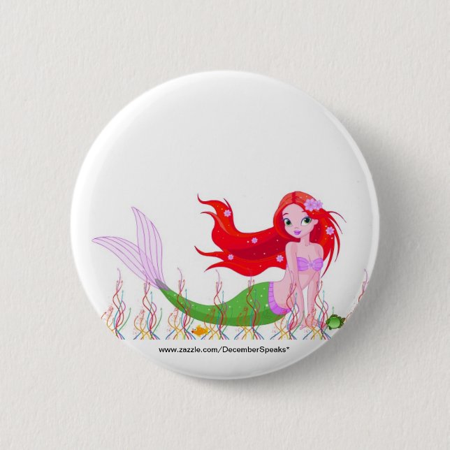 Mermaid under the sea pinback button (Front)