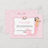 Mermaid Under the Sea Pink Diaper Raffle Ticket Enclosure Card (Front/Back)