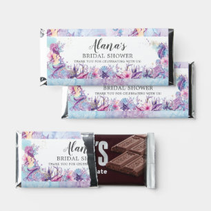 Mermaid Under the Sea Pink Purple Bridal Shower Hershey Bar Favors