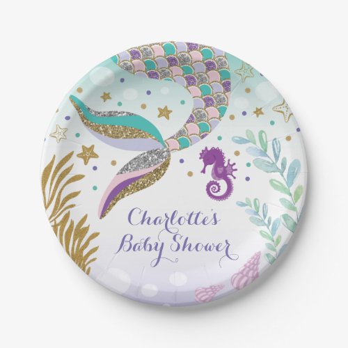 Mermaid Under the Sea Pool Party Birthday Girl Paper Plates