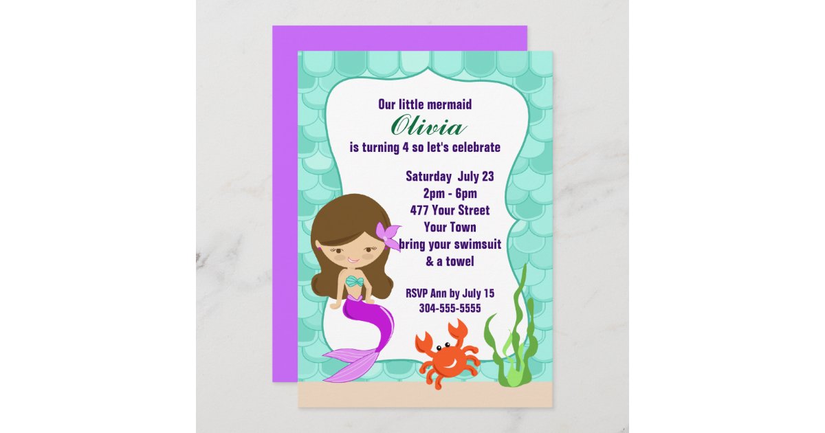 Mermaid Under The Sea Pool Party Invitation Zazzle