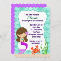 Mermaid Under The Sea Pool Party Invitation