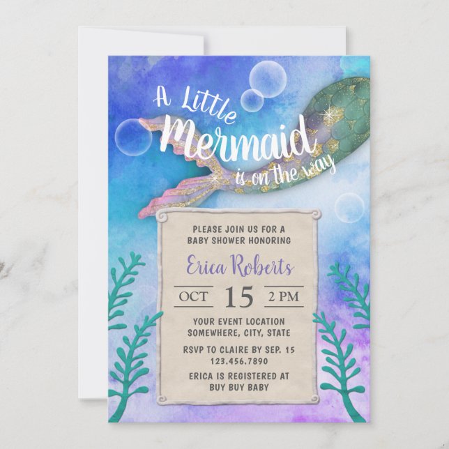 Mermaid Under the Sea Princess Baby Shower Invitation (Front)