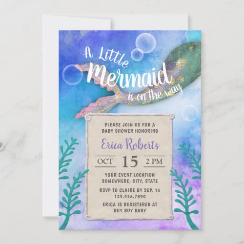 Mermaid Under the Sea Princess Baby Shower Invitation