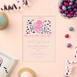 Mermaid Under The Sea Siren Girl Baby Shower Acrylic Invitations