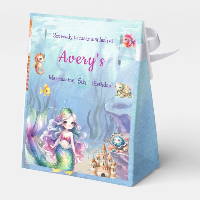 Mermaid Under The Sea Splash Birthday  Welcome  Favor Boxes (Back Side)