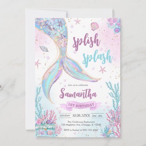 Mermaid Under the Sea Splish Splash Birthday