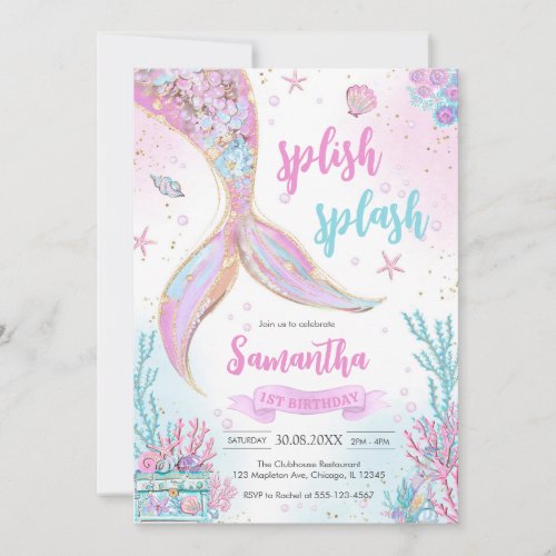 Mermaid Under the Sea Splish Splash Birthday