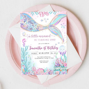 Mermaid Under the Sea Splish Splash Birthday Invitation