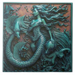 Mermaid Under The Sea Teal 3D Effect Marine Ceramic Tile<br><div class="desc">This coastal-inspired design features a majestic mermaid in a beautiful dark brown color. The 3D effect makes it look like she's swimming right before your eyes, adding a touch of fantasy to your space. Dive into the magic of the ocean with this enchanting mermaid design and bring the coastal vibes...</div>