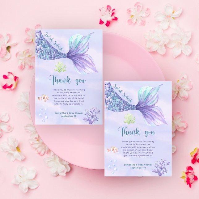 Mermaid Under the sea Thank you Baby shower Card (Creator Uploaded)