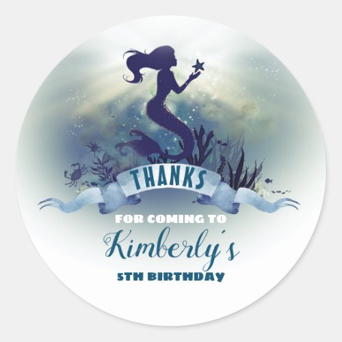 Mermaid Under The Sea Thank You Classic Round Sticker