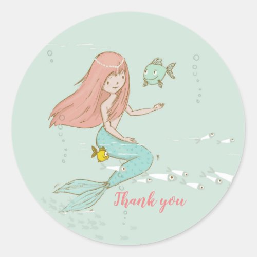 Mermaid Under the Sea Thank you stickers