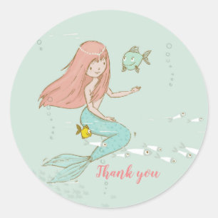 Mermaid Under the Sea Thank you stickers