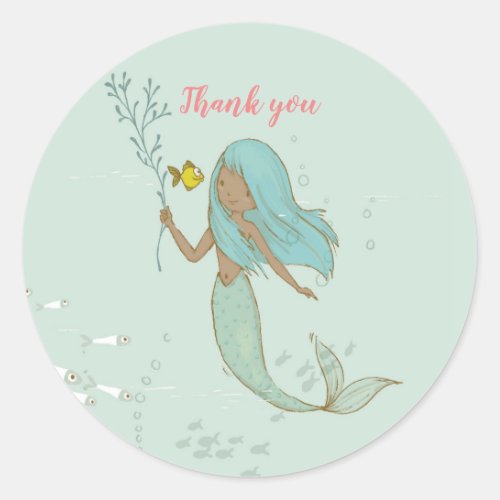 Mermaid Under the Sea Thank you stickers