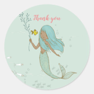 Mermaid Under the Sea Thank you stickers