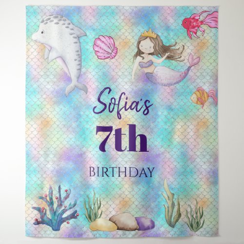 Mermaid Under The Sea Water Birthday Backdrop