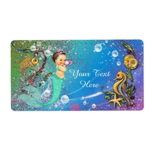 Mermaid Under The Sea Water Bottle Label