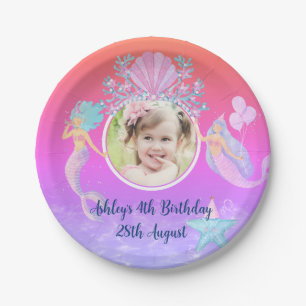 Mermaid Under The Sea Watercolor Ocean Kids Party Paper Plates
