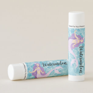 Mermaid under the sea watercolor watermelon favor  lip balm
