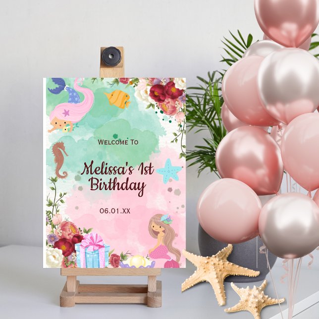 Mermaid Under The Sea Welcome Birthday Sign (Creator Uploaded)