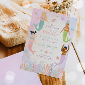 Mermaid Under The Sea Whimsical 1st Birthday Party Invitation