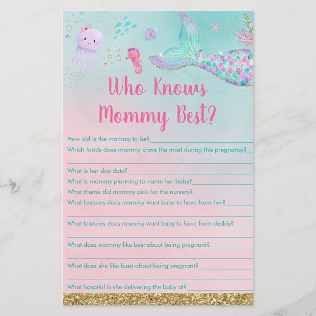 Mermaid Under The Sea Who Knows Mommy Best Game (Front)