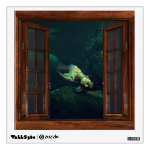 Mermaid Under Water Ocean Fantasy Faux Window Wall Decal