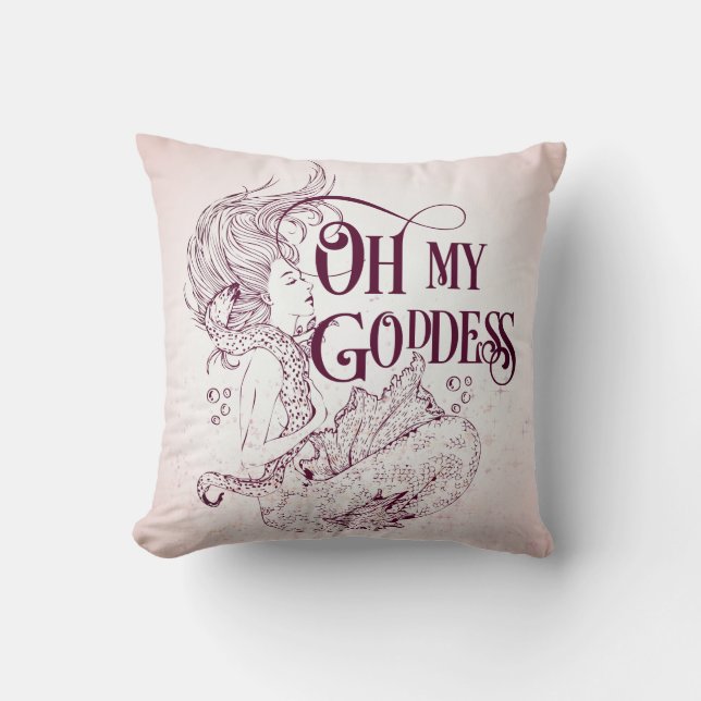 Mermaid Underwater Sea Goddess Maroon Throw Pillow (Front)