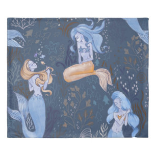 Mermaid Underwater Sea Seamless Illustration Duvet Cover