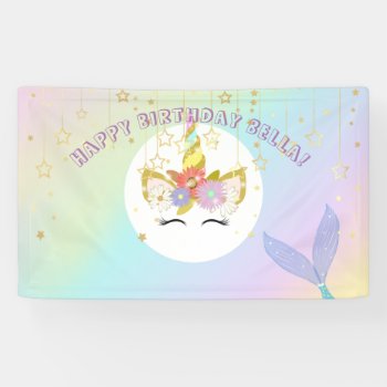 Mermaid Unicorn Birthday Banner by FancyMeWedding at Zazzle