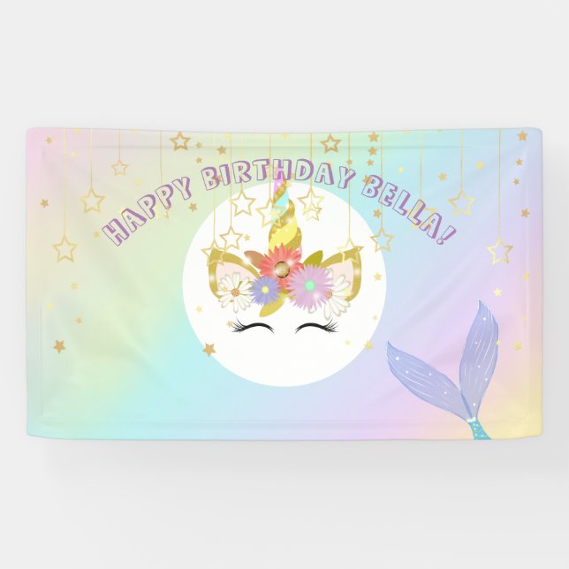 Mermaid Unicorn Birthday Banner (Horizontal)