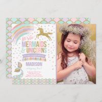 Mermaid & Unicorn Birthday Invitation Magic Party