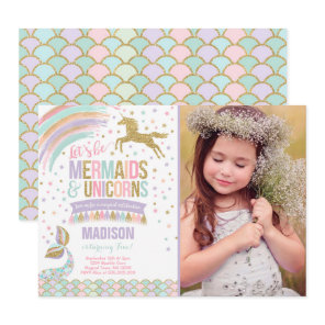 Mermaid & Unicorn Birthday Invitation Magic Party