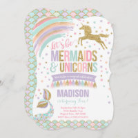 Mermaid & Unicorn Birthday Invitation Magic Party