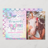 Mermaid & Unicorn Birthday Invitation Magic Party