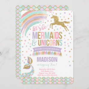 Mermaid & Unicorn Birthday Invitation Magic Party