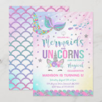 Mermaid & Unicorn Birthday Invitation Magic Party